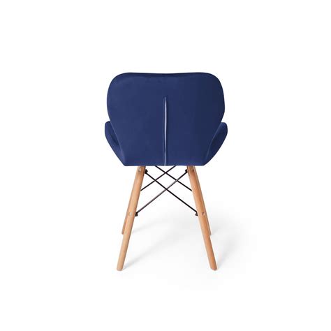 cadeira charles eames eiffel slim veludo estofada - azul marinho